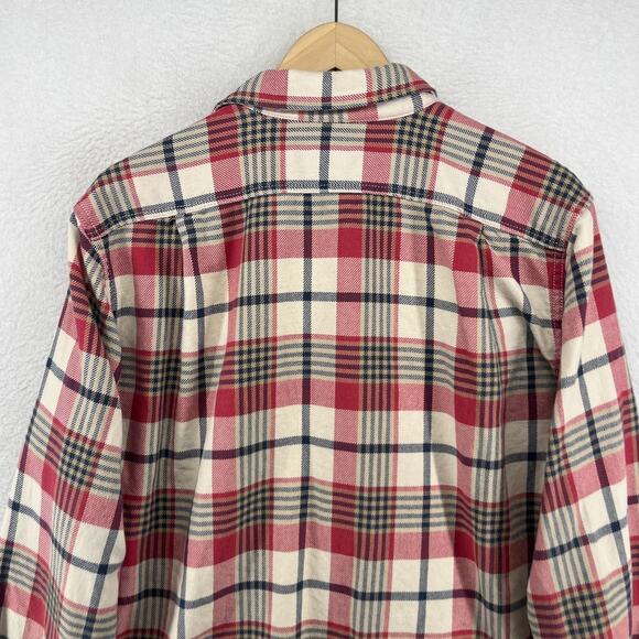 EDDIE BAUER Shirt Mens L Heavy Flannel Plaid Classic Fit Button Up Cotton Red - Picture 8 of 16